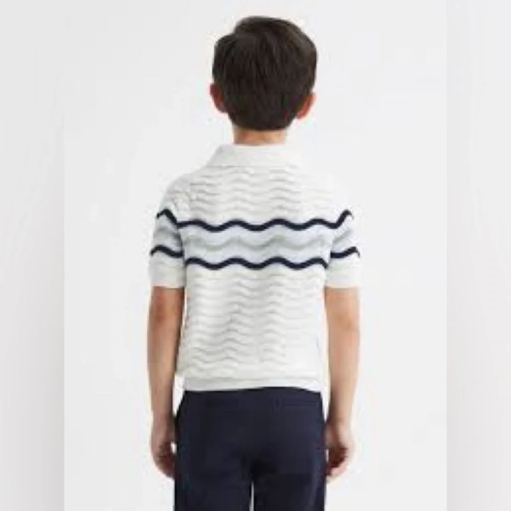 Reiss Cole Junior Quarter Zip Textured‎ T-Shirt In Optic White Size 11 - 12Y